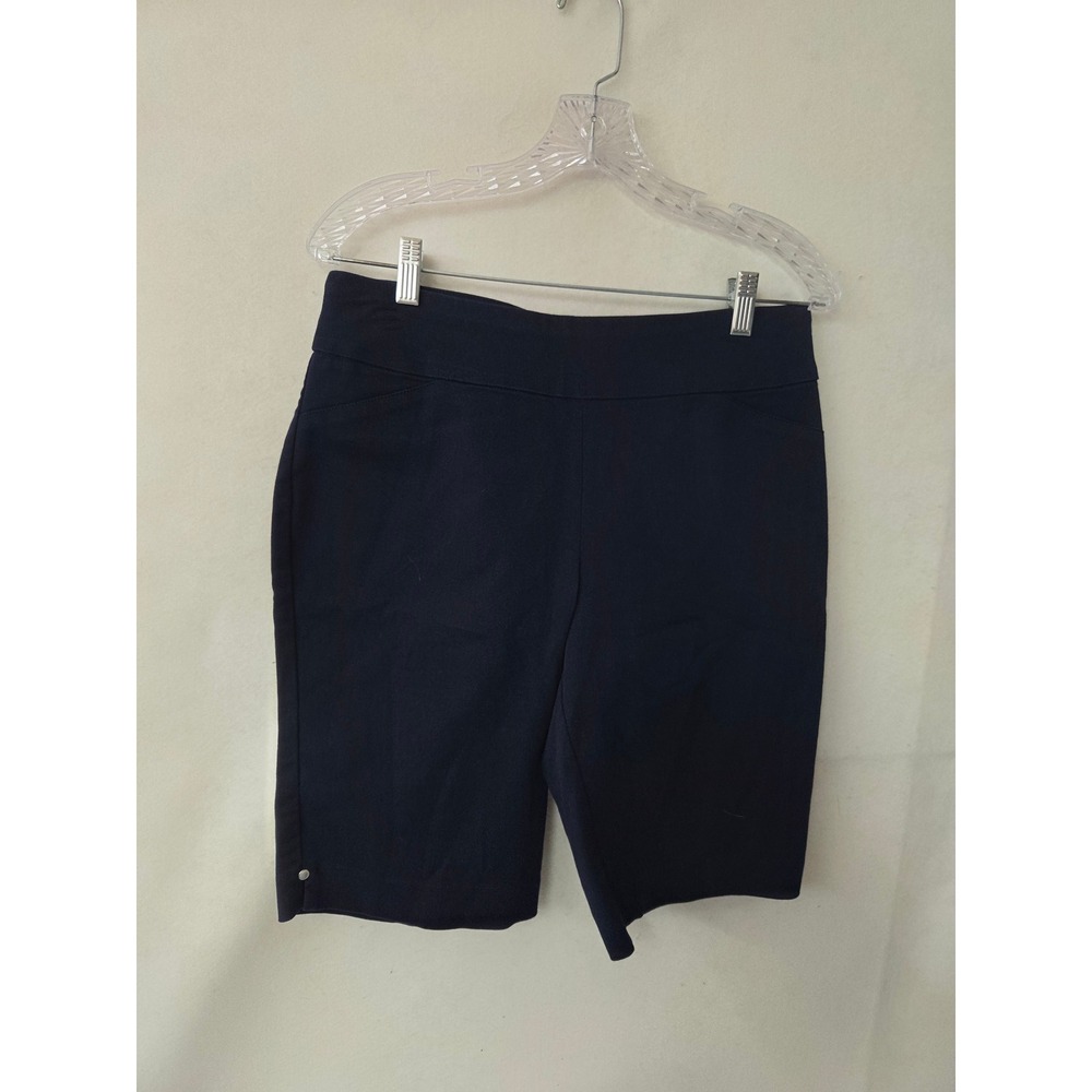 Croft & Barrow Polished Bermuda Shorts Navy Blue Stretch Pull On Womens Size 8